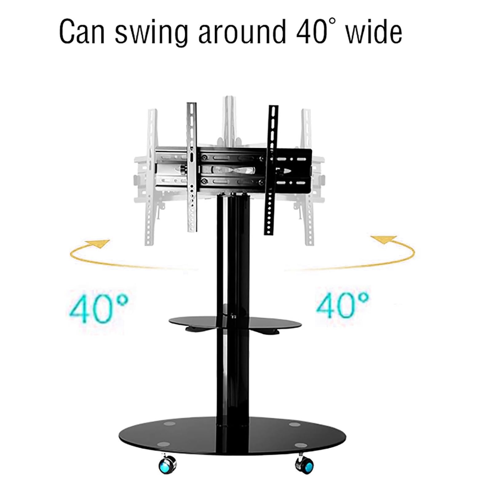 Soporte móvil de Suelo para TV - Soporte con Ruedas para TV, para Pantallas de 32 a 65 Pulgadas, Soporte Giratorio e inclinable con Base Grande y Bandeja de almacen,