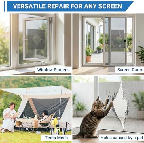 5in x 24FT Black Window Screen Repair Tape - Extra Wide Fiberglass Mesh Screen Patch Kit for Large Tears & Holes - Heavy Duty Self-Adhesive Waterproof Fix for Windows, Doors, Patios & RVs — view 5