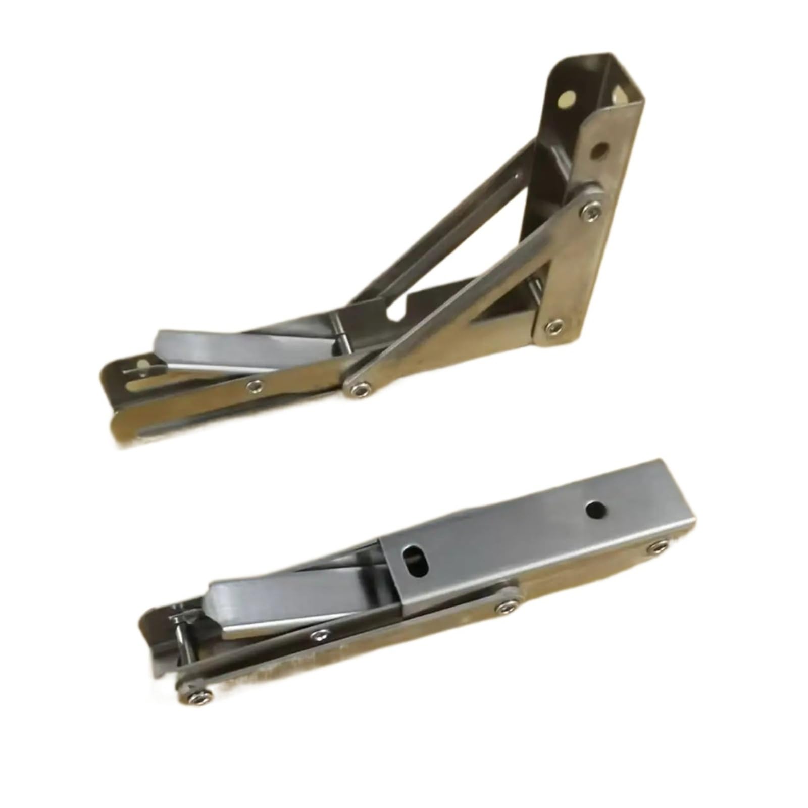 Shelf Bracket 6inch Folding Shelf Brackets with Screws Adjustable Collapsible Wall Shelves Triangle(Stainless Steel)