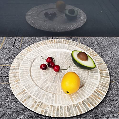 i-lan 13Inch 2 Pack Mother Of Pearl Decorative Plates for Display, Sea Shell Inlay Wood Charger Plates for Dining, Party, Modern and Rustic Decoration Placemats for Dinner Plates,Champagne Gold by i-lan - Used condition - Image 6
