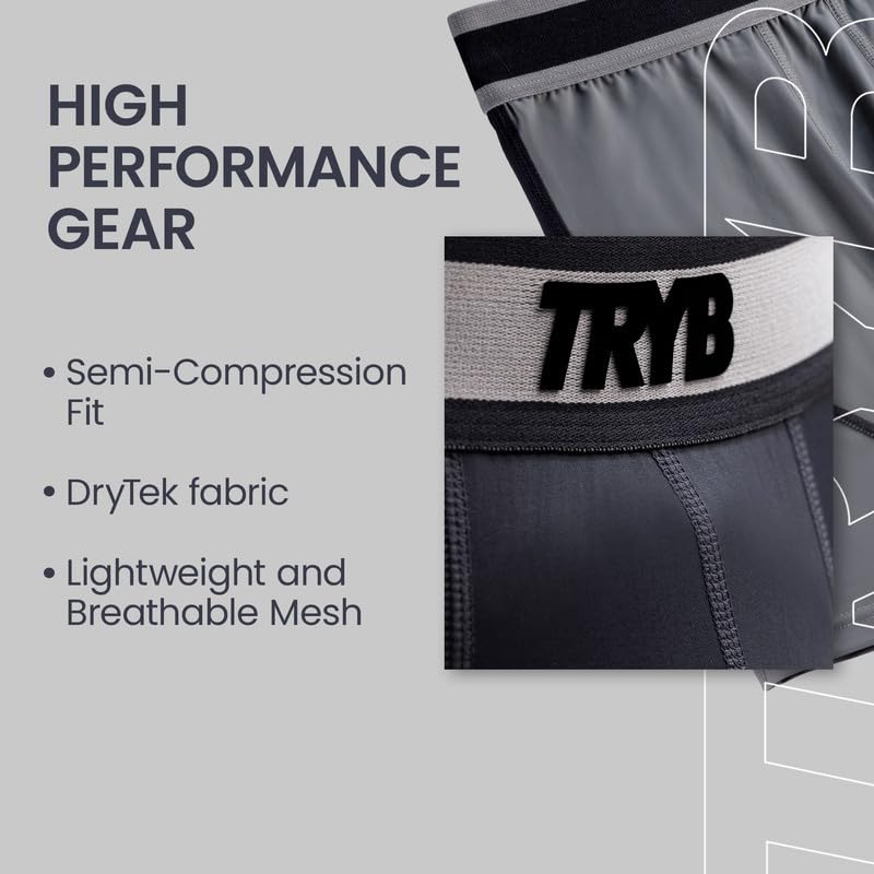 Image of TRYB Sports Underwear for Men | Stretchable Active-H Trunk Semi Compression Shorts | Trunks for Running & Gym Workout | Quick Dry, Breathable & Anti Chafing | Sports Innerwear Boxers