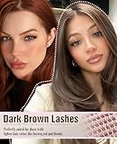 Cluster Lashes Brown Eyelash Clusters Natural Individual Lashes Extensions Fluffy Lash Clusters Wispy Cluster Eyelash Extensions DIY Lash at Home Easy to Apply Dark Brown Lashes (10-16MM, CC-Curly) - Image 2