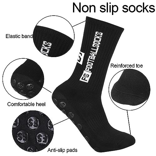 Image of DragonflyDreams Non Slip Sport Soccer Socks Anti Slip Football Baseball Unisex Athletic Socks with Grip Pads
