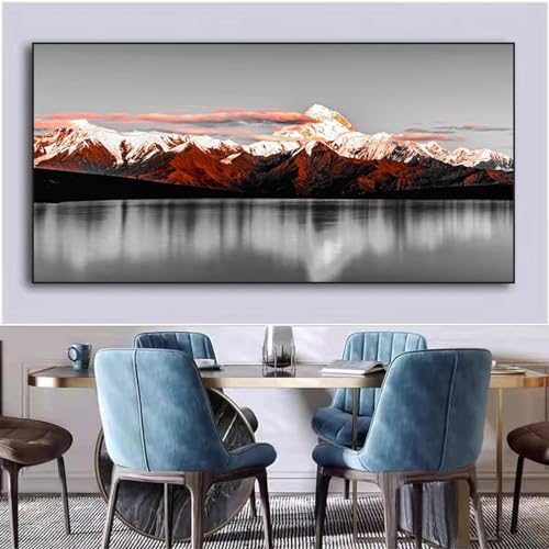 Peinture paysage sur toile de format 70x140 cm avec cadre interne pour decoration de salon