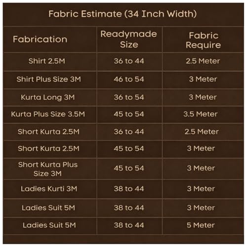 Image of Cotton Fabric Material for Men and women (5 Meter, Coffee), Solid