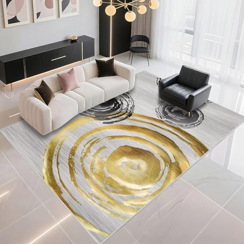 Tapis chambre adolescent moderne 120x200cm jaune gris salon