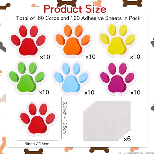 Image of Vuzvuv 60 Pcs 6 Inch Large Colorful Paw Prints Paper Cutouts for for Students Educational School Classroom Bulletin Board Decorations for Dog Cat Paw Theme Party Supplies and Craft Wall Decor