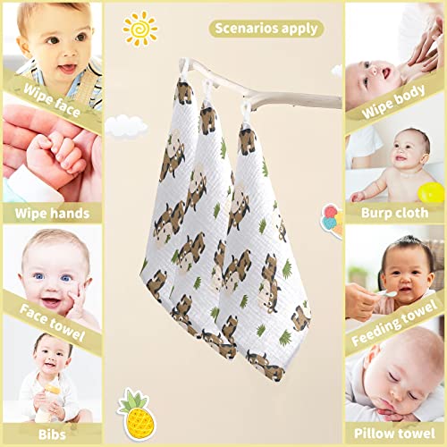 Image of vvfelixl Cotton Brown Cow Grass Muslin Washcloths - Soft Baby Face Towel for Newborns, 11.8 X 11.8 Inch, 3 Pack
