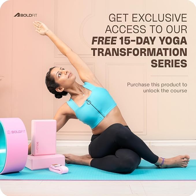 Boldfit Yoga Belt for Stretching & Flexibility – Yoga Strap for Exercise, Pilates & Home Workouts | Adjustable Cotton Belt with D-Ring Buckle for Men & Women