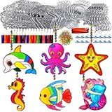 Ayhuhra 30 Sets Ocean Animals Suncatcher Crafts Under The Sea Sun Catchers Kits DIY Summer Window Paint Art for Sea Theme Party Home Decor