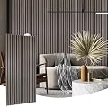 Yun-aeon Dark Walnut 2 Pack Wood Slat Acoustic Panels 47.2 x 23.6 Inch 3D Fluted Design for Sound Absorbing Wall and Ceiling Noise Reduction Home Theater Office Modern Decor