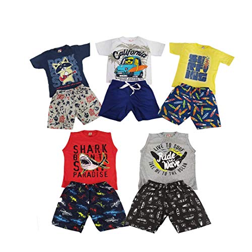 KIT com 5 Conjuntos Para menino de 1 a 14 anos Tamanho:6