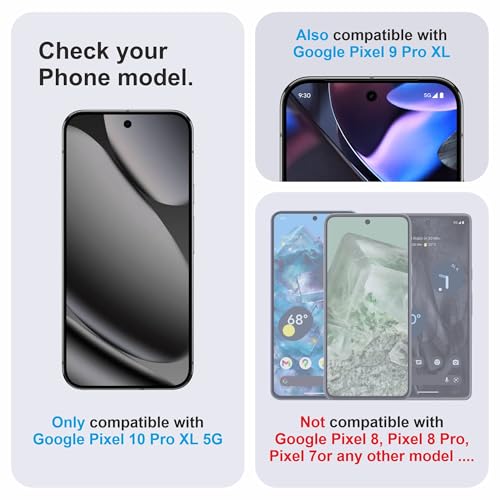 Image of Military-Grade Gorilla Tempered Glass For Google Pixel 10 Pro XL and Google Pixel 9 Pro XL (6.8 Inch) With Installation Kit | Edge to Edge Coverage | Black