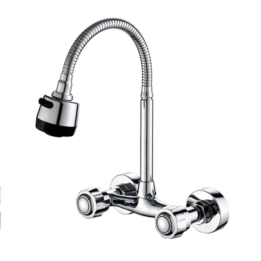 Mitigeur mural de cuisine eau chaude et froide en cuivre avec double trou balcon