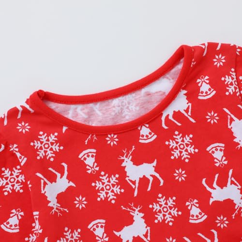 HILEELANG Little Toddler Girl Red Christmas Dress Cotton Long Sleeve Party Outfits with Hairband3