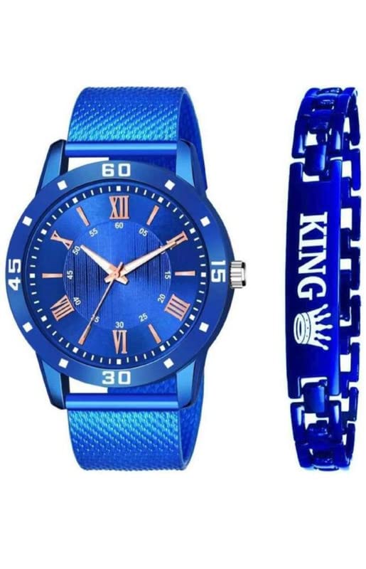 NAVYA ENTERPRISE Analog Silicone Strap with Blue Dial Blue Strap Round Shape Casual Men Watch with King Bracelet(Pack of 1.) (B0C6928NKY) Amazon Price History, Amazon Price Tracker