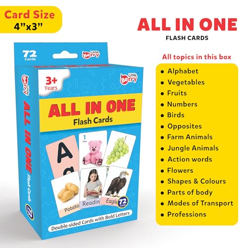 Image of Flash Cards for 3 Year Old | 72 Double Side Card with 120+ Pictures | Learning & Education Toy for Girls & Boys | Learn 14 Primary Topics | Flash Cards for 3+ Year Old to Up