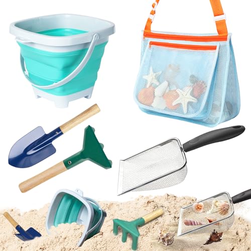 LIDAGO 5 Pcs Sand Toys Beach Set Include 1 Metal