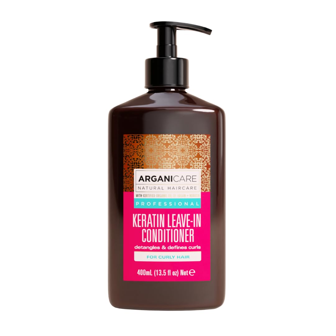 Arganicare | Keratin Ultra-Softening Leave-In Conditioner | Curly Hair | Curl Care and Definition Support | Softness, Flexibility and Shine | 400 ml