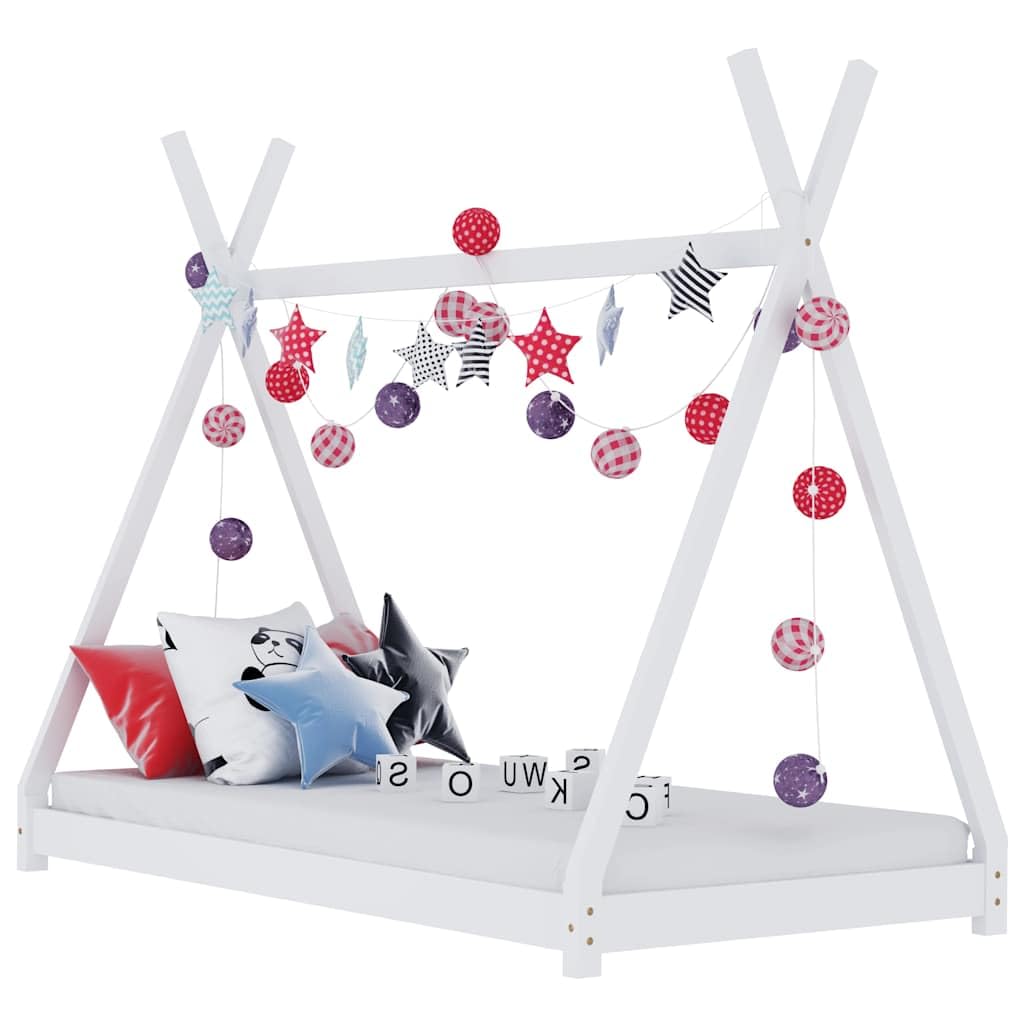 vidaXL Estructura de Cama Infantil Mueble para Habitación Dormir Cuarto de Niños Blanco 80x160 cm Madera Maciza de Pino