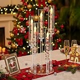 10Pcs Acrylic Candelabra Centerpieces for Wedding,5 Arm Clear Candelabra Table Centerpiece Acrylic Candle Stick Holders with Removable Lampshade for Party Easter Fireplace Decor Fit 0.8 LED Candle