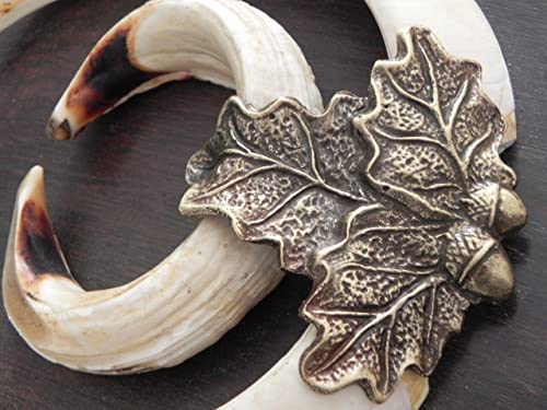 1 Stück Eichenlaub Deckblatt Verzierung klein mit Gewinde & Schraube für Keilerwaffen Gewaff Wildschwein