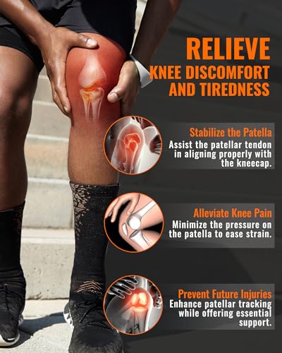 Image of teyy 2PCS Patellar Tendon Support Strap for Knee Pain Relief (Orange) | Silicone patella band for women and men keen bands for basketball, running,tennis,soccer and hiking,includes storage bag