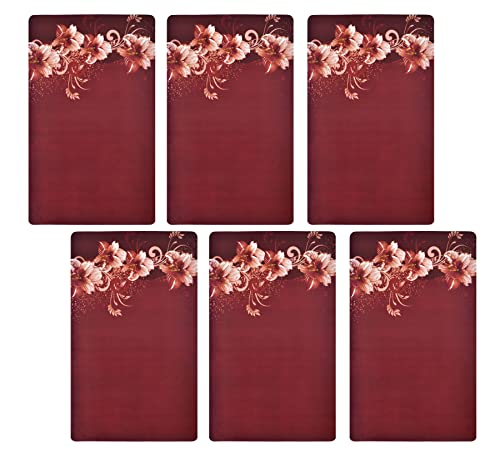Image of Refrigerator Drawer Mat /Fridge Mat Set of 6 Piece (11.5 X 17.5 Inches) (Brown Flower)