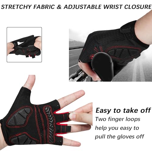 Image of MOREOK Shock-Absorbing Breathable Biking Cycling Gloves Half Finger Outdoor Sport Bicycle Gloves Mountain Road Bike Riding Gloves for Men and Women
