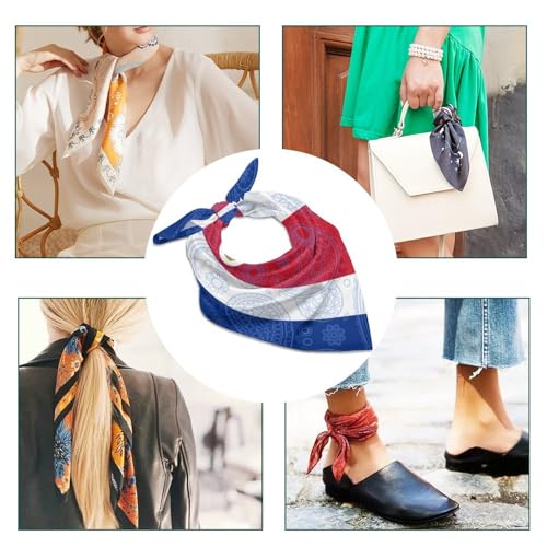 Costa Rica Paisley Flag Fashion Square Neck Scarf Head Kerchief Hair Bandana Headscarf for Women3