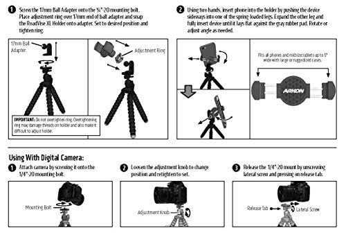 Arkon 11 Inch Tripod Mount With Roadvise Xl Phone And Midsize Tablet Holder For Live Streaming Black Retail #TOP5