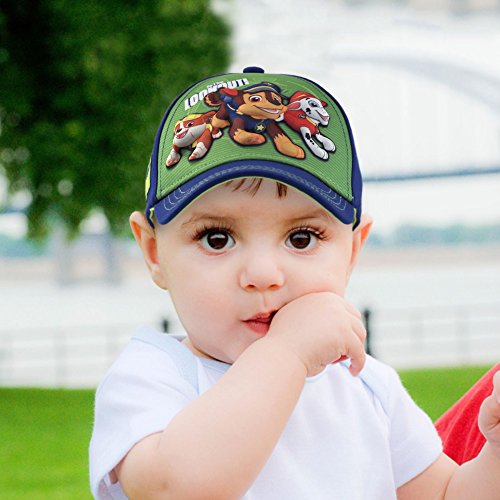 Nickelodeon Toddler Boys' Paw Patrol Baseball Cap - 3D Chase, Marshall, Rubble Curved Brim Snap Back Hat, Size Age 2-4, Blue/Green #TOP3