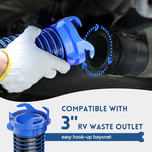 Image of DUMPMAN RV Sewer Hose Kit, 2 * 10 Ft Sewage Hose | Septic Hose with Swivel Fitting, Clear Sewer Hose Elbow, 4 Storage Caps, for RV /Camper