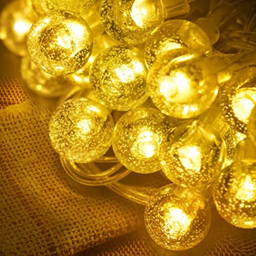 XMTECH LED Lichterkette Glühbirnen 10M 80 LEDs Kristall Kugeln Warmweiß mit Stecker Innen & Außen, Kristallkugeln Glühbirnelichterkette für...