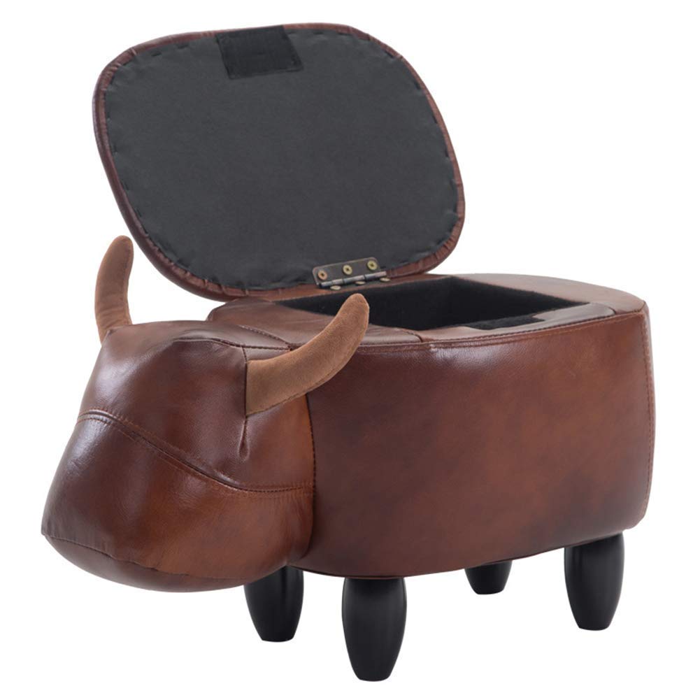 Pouf bovin brun avec rangement pour un salon chaleureux et ordonné