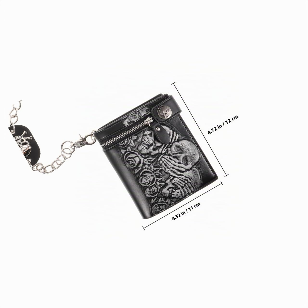 Gatuida Cartera de Cuero Punk con Cadena Antirrobo Diseño y Tarjetero Unisex Vertical Resistente y para Diario