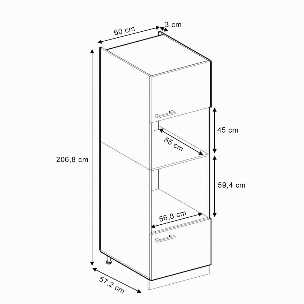 Vicco Mobile cucina microonde R-Line, Rovere dorato, 60 cm, per la libera combinazione all'interno di sistemi cucina modulari