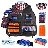 Kids Tactical Vest Kit for Nerf Guns N-Strike Elite Series with Refill Darts Dart Pouch, Reload Clip Tactical Mask Wrist Band and Protective Glasses for kids Boys & girls