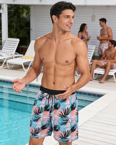 Image of Mens Swim Trunks with Compression Liner 2 in 1 Quick Dry Swimming Shorts Swimwear Bathing Suits with Pockets