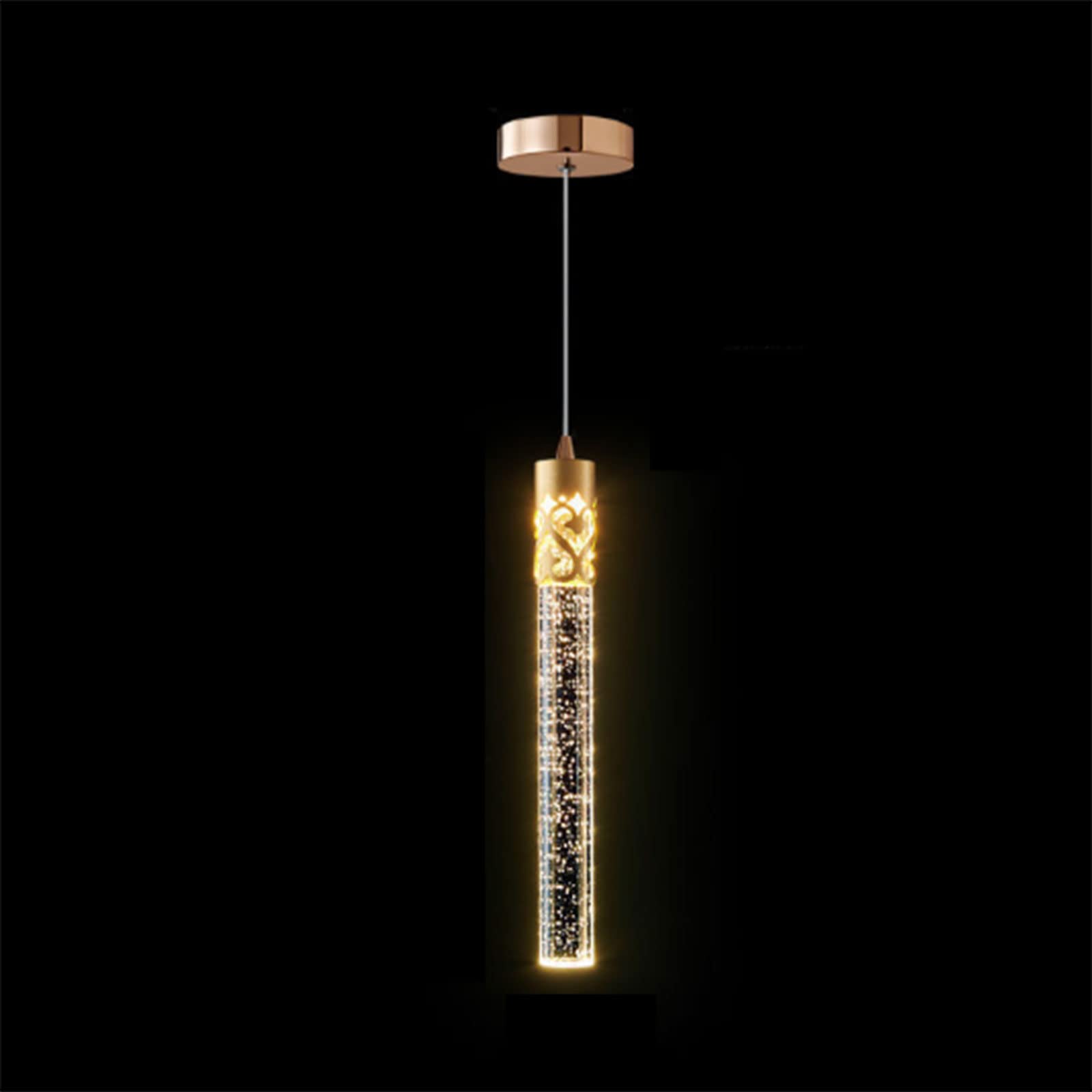 Suspension moderne en cristal avec éclairage LED intégré pour salon chic