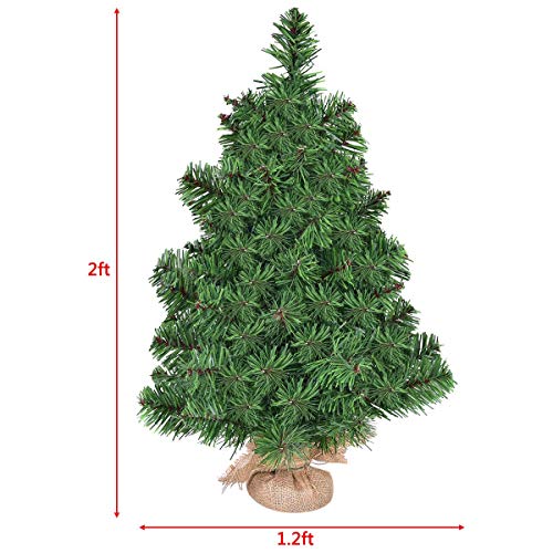 Goplus 2 Ft Christmas Tree Tabletop Artificial Pvc Green Spruce Tree In Burlap Base #TOP3
