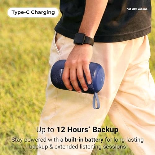 Image of Zebronics Portable Bluetooth Speaker, 16W RMS, Up to 12Hrs Playback, 57mm Dual Drivers, Passive Radiator, TWS, BT v5.4, USB, mSD, AUX, Splash Proof, Type-C Charging (Music Bomb i10, Blue)
