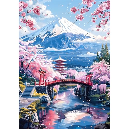 EOBROMD Diamond Painting Kit Completo Monte Fuji, Paisaje Pintura de Diamante Adultos, Punto de Cruz Diamante, Cuadro Diamante Art Rhinestones Bordado para Decoración Hogar 30x40 cm