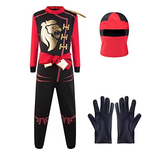 Katara 1771 (10+ modeller) Ninja Warrior Fancy Dress Outfit, kostym för pojkar, för barn cosplay och utklädningsfest – röd – S (3-5 år)