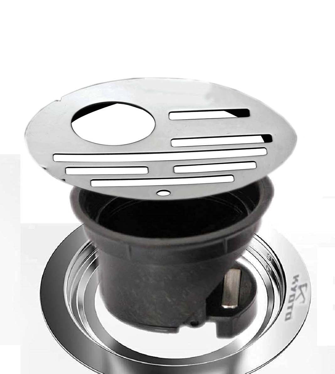 KYOTO (Lining) Round Lock Grating Stainless Steel SUS 304 Floor Drain Hole with Anti Cockroach PVC FLIP (5 INCH) Chrome Finish Water Drain Cover/Jali/Floor Grating for Bathroom & Kitchen (B09CMYTFJ4) Amazon Price History, Amazon Price Tracker