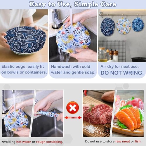 5Pcs Reusable Beeswax Elastic Bowl Covers for Bread Proofing and Food Cover - image 6