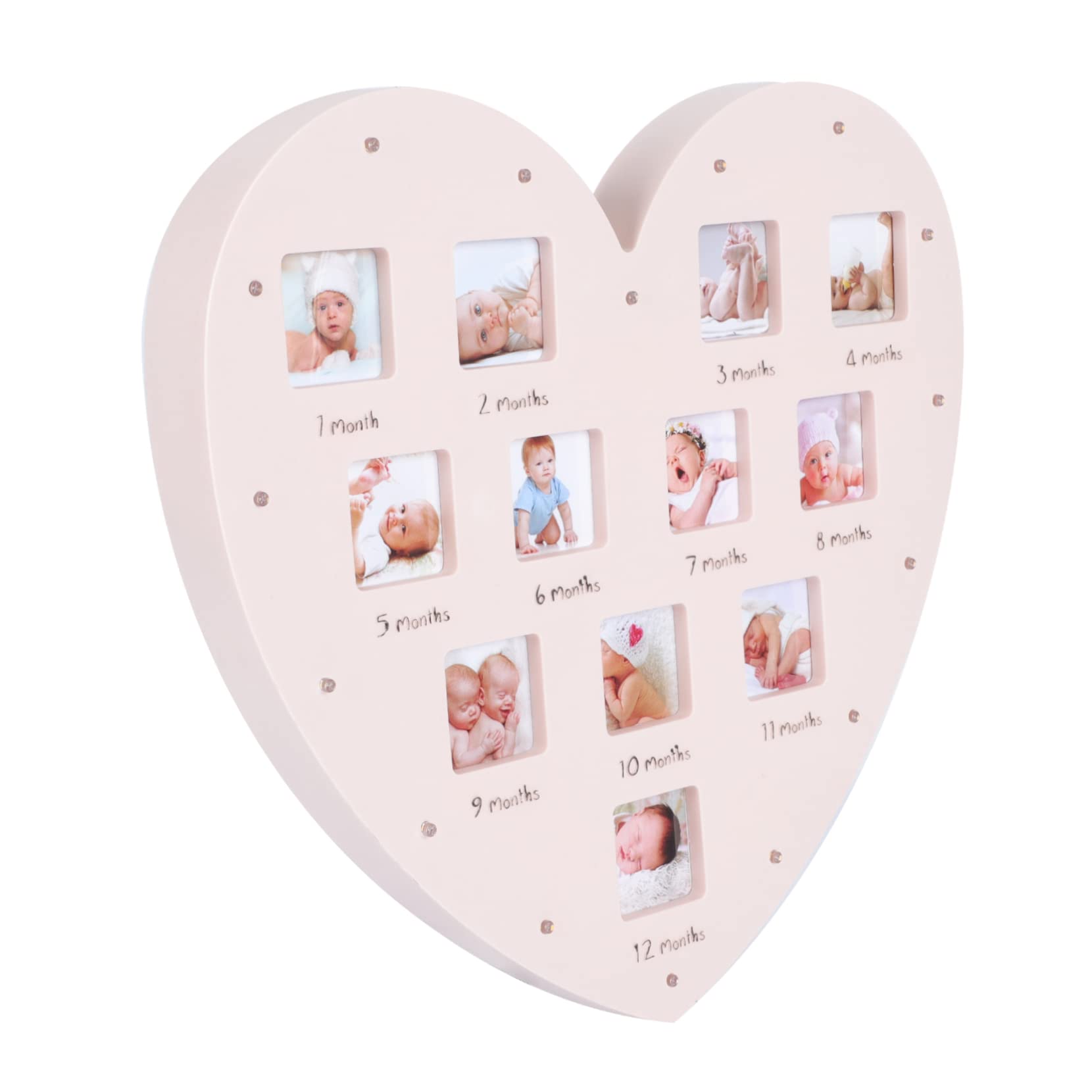 ERINGOGO Combination Photo Frame Baby Heart Shaped Picture Frame Heart Shape Photo Frame Collage Picture Frames Memories Photo Frame Glass Photo Frames Desktop Infant Plastic Decorations, 33.5x32cm
