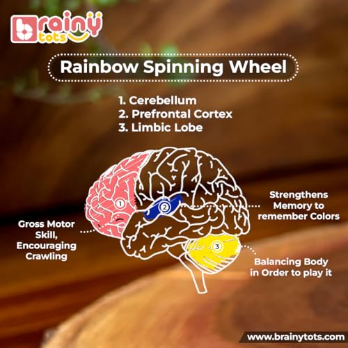 Image of Rolling Drum Rattle & Rainbow Spinning Wheel | Montessori Baby Toys for Sensory Play & Gross Motor Skills | Educational Gift Set for Babies 3+ Months | Safe & Durable Early Learning Toys