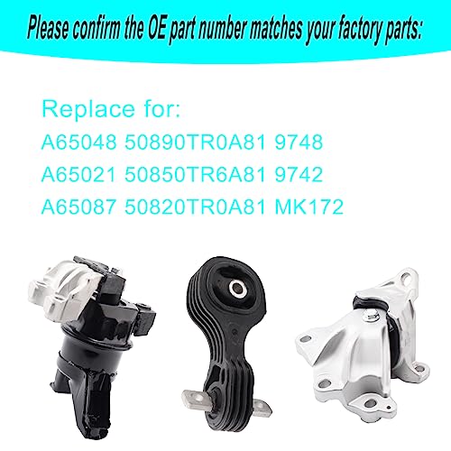 Sherxibo EUA65021 Set Of 3 Engine Motor Mount & Trans Mount Compatible With 2012-2013 Honda Civic 1.8L Coupe/Sedan Replacement thumb #2
