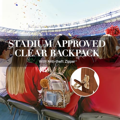 Image of Missnine Small Clear Backpack for Stadium Events Anti-theft Mini Clear Bag for Sport Event Concert with Cute Pom-pom Ball